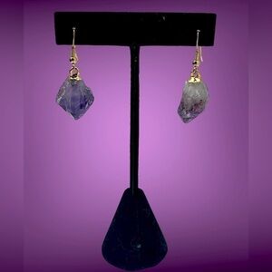 NEW Genuine amethyst rock earrings made in Brazil